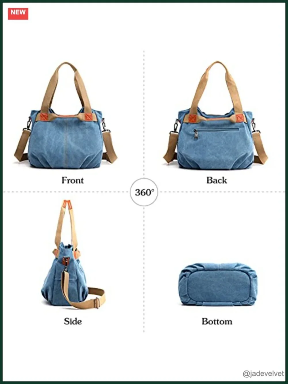 Canvas Handbag Tote Purse Crossbody Satchel with Shoulder Strap